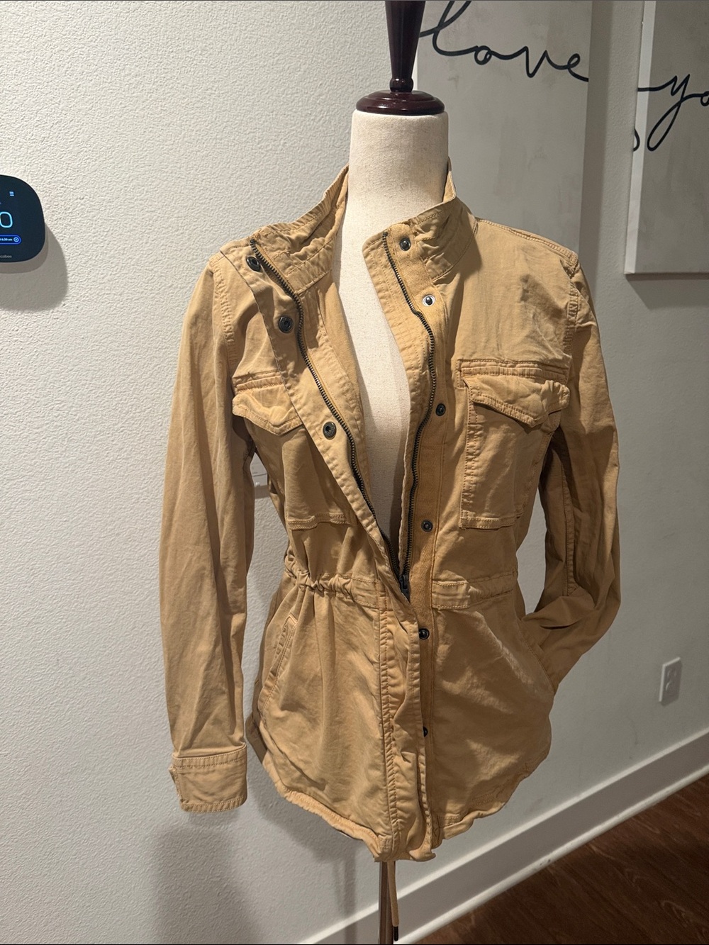 Style & Co. Tan Utility Jacket with Drawstring Waist